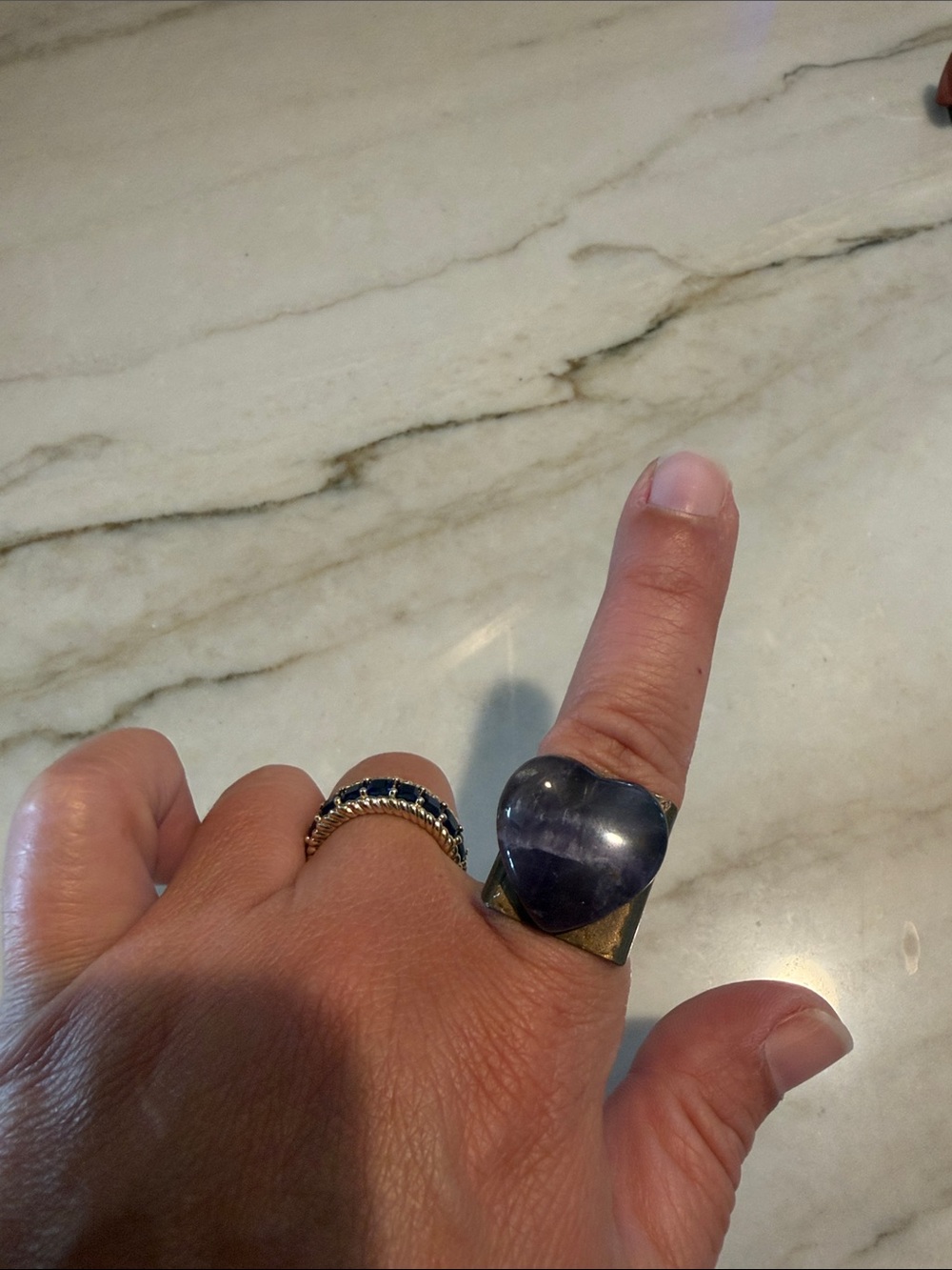 Adjustable Heart-Shaped Amethyst Ring